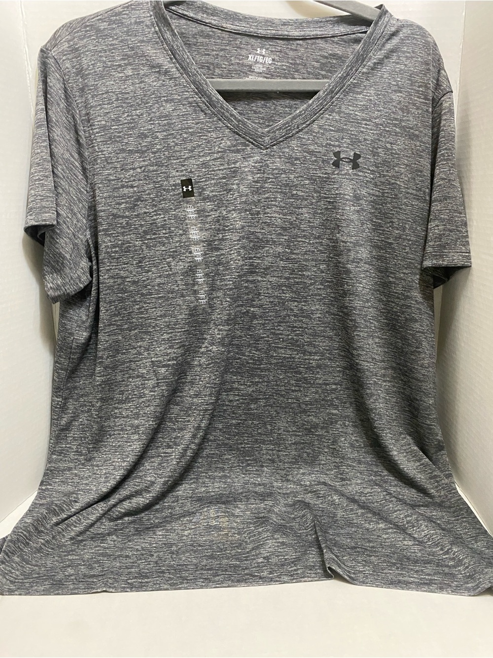 Under Armour Women's Gray Heather Tech Twist V-Neck Short Sleeve Tee